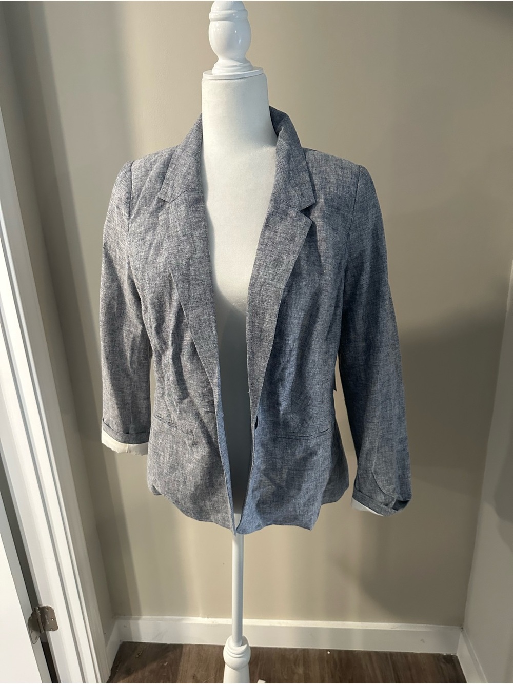 Kensie Open-Front Heathered Gray Blazer